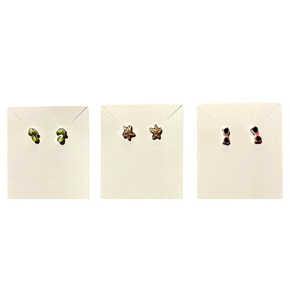 3-Pair Beachy Stud Earrings Set: Flip-Flops‎ Starfish & Sunglasses - Picture 5 of 6